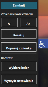 Okno pomocnika aplikacji dla niepełnosprawnych.