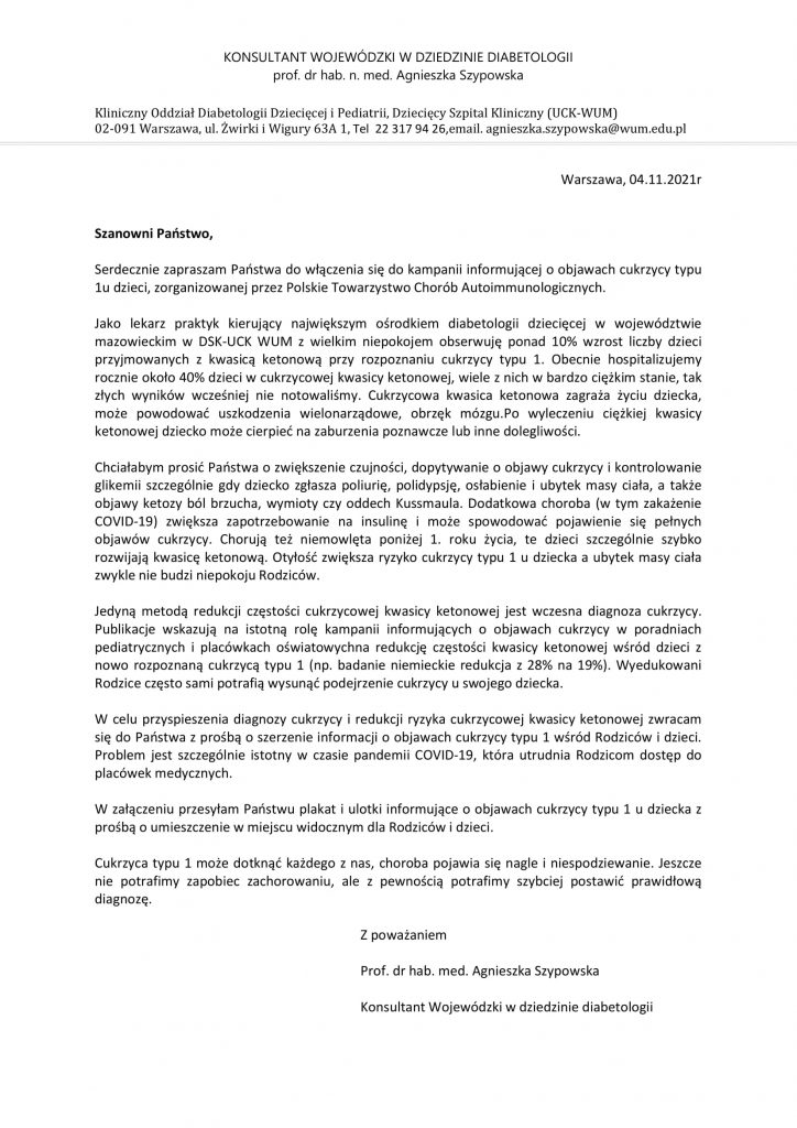 List od prof. A. Szypowskiej