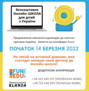 Plakat - szkoła zdalna dla uczniów z Ukrainy (język ukraiński)