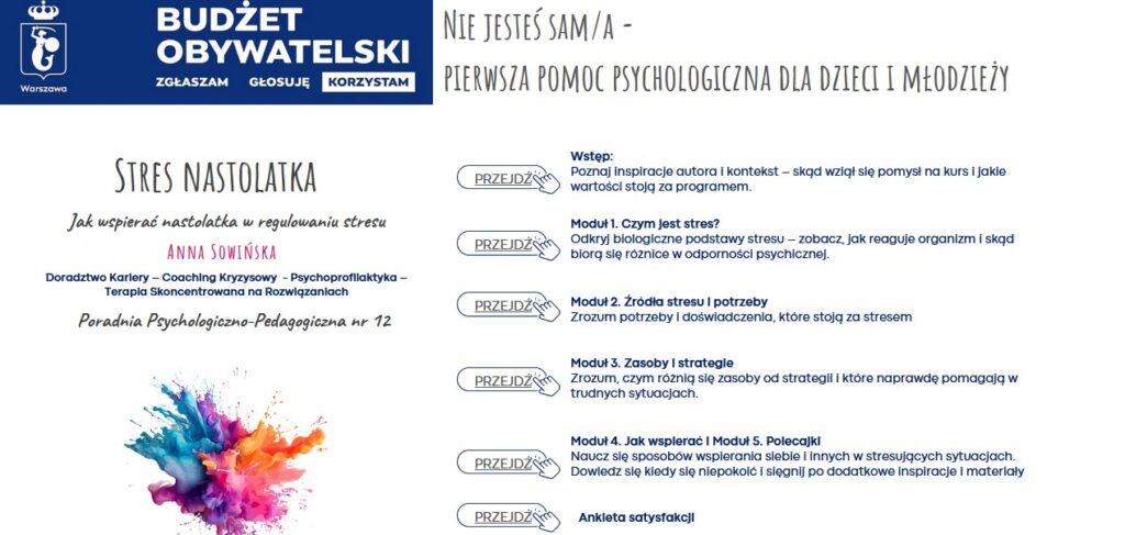 Link do webinaru "Stres nastolatka"